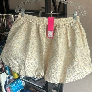 Lilly Pulitzer Leah Animal Print Skirt in Gold Dazzle Leopard Size 6 NWT